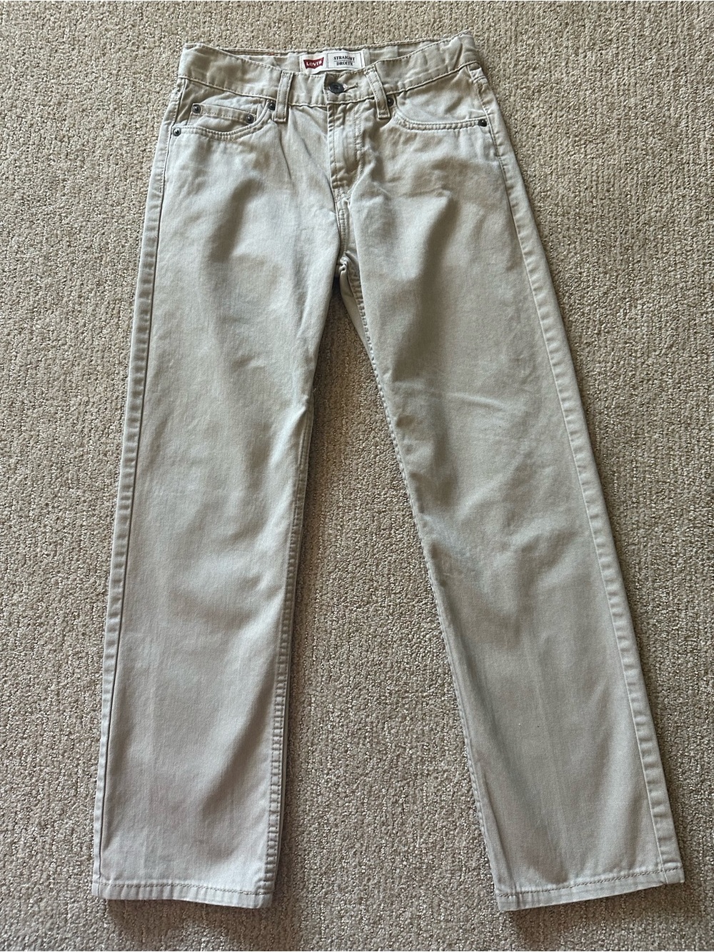 Levi's 514 Boys Straight Leg Jeans Khaki Beige Youth Size 14 Gorpcore Preppy
